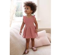 VERTBAUDET Robe bébé en Gaze de Coton Bretelles à Volants Vieux Rose 6M(67CM)