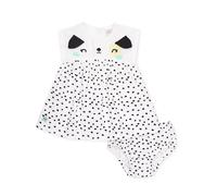 Robe Bébé En Tissu Avec Bloomer Et Motif Pois Blanc 9/12M(71/74)