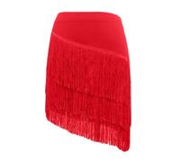 Robe Bebe Fille,Robe Princesse Fille,Jupe de danse pour filles, couleur unie, franges, coupe en V, taille élastique, tutu semi-formel pour récital, ballet, jazz, 3 à 15 ans (Red, 14-15 Years)