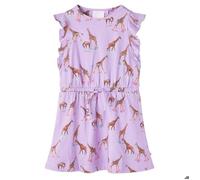 Robe bébé fille - vidaXL - Lila - Manches à volants - Cordon de serrage - Imprimé girafe 3-4 ans