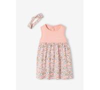 VERTBAUDET Robe et Bandeau Assorti bébé Fille Rose poudré 1M(54CM)