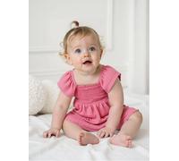 Robe bébé smockée en gaze de coton rose bonbon 12M(74CM)