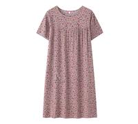 Robe Belgique d'été en coton et soie, manches courtes, pour femmes d'âge moyen, vêtements de maison amples, vêtements de nuit pour personnes âgées, grande taille, nouvelle Pull T (Dark Blue, One Size)