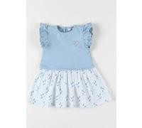 Robe bi-matière à manches courtes, écru/bleu aqua 3Y