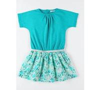 Robe bi-matière à manches courtes, turquoise 18M