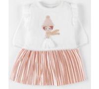 Robe bi-matière dame, écru/rosé 2Y