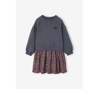 Robe bi-matière fille anthracite 14A