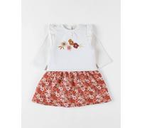 Robe Bi-matière Fleurs White 6M(67CM)