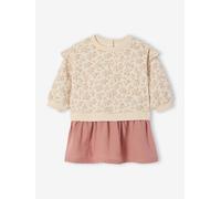 Robe bi-matière manches longues vieux rose 18M(81CM)