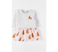 Robe bi-matière poires, rose clair/caramel 12M
