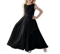 Robe Blanche Fille Robe Elegante Robes Filles Élégantes sans Manches Col Rond Soirée Enfant Parfaite Spectacles Mariages Événements Plein Air Printemps Été Automne pour Fêtes,Anniversaires,Carnaval