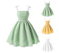 Robe Bleu Marine Ceremonie Fille 12 Ans Vert Sauge De Bal Mariage Mi Longue Robes Grande Taille Chic Et Elegant Tenue Tunique sans Manches Couleur Unie Jupe Plissée