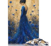 Robe Bleue Femme Champ De Fleurs Puzzle 500 Pièces, Jeu Familial