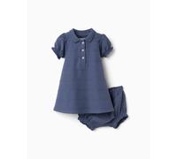 Robe + Bloomer En Coton Avec Lignes Embossées B&s Bleu 0/1M(50/54)