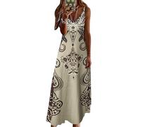 Robe Boheme Femme Longue D Ete Robe de Plage Tunique Été Casual Col V Bohème D'Été Droite Ample Fleurie Fluide Décontractée pour Femme Oversize D'Anniversaire Robes Femmes D Été Grande Taille