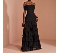 Robe bohème pour femme en maille avec épaules dénudées et manches superposées, décontractée pour les vacances et les fêtes SHEIN X JIAN LASALA SHEIN X favorise la créativité en offrant aux créateurs d