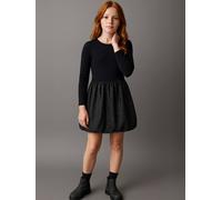 Robe boule fille bi-matière anthracite 9A