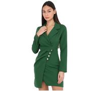 Robe business coupe portefeuille.Doté d'un col tailleur et boutons officiers décoratifs. pour femme - Robes - La Modeuse L