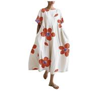 Robe Bustier Cher pour Femmes avec Poches, Robe Longue décontractée en Lin, Grande Taille, Robe Longue Fluide Jupe Noire Fendue