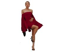 Robe bustier courte avec cape en mousseline plissÃ©e femme Goddiva Rouge 36