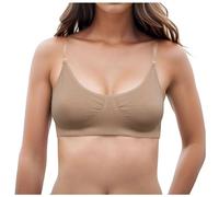 Robe Bustier Plume Confortable et Sexy pour Femmes sans Fil Dos éponge avec Bretelles Convertibles Body String(Kaki,M)