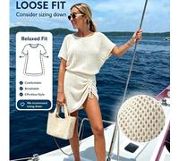 Robe cache-maillot en tricot pour femmes, cache-maillot ample et décontracté à manches courtes et col ras-du-cou, nouvelle arrivée printemps/été 2026, avec cordon de serrage réglable, longueur normale