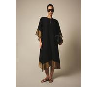 Robe cache-maillot mi-longue Kaftan avec bordure contrastée dorée, encolure avec trou de serrure et manches chauve-souris fluides L,M,S,XL,XS,XXL,XXS,XXXL,XXXXLBlocs de couleurTissu tissé