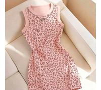 Robe camisole ajustée à col rond avec motif imprimé léopard, nouvelle arrivée printemps/été, best-seller pour femmes L,M,S,XL,XS,XXLImprimés aléatoiresTissu tricoté