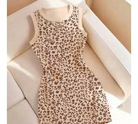 Robe camisole ajustée à col rond avec motif imprimé léopard, nouvelle arrivée printemps/été, best-seller pour femmes L,M,S,XL,XS,XXLMotif texturéTissu tricoté