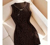Robe camisole ajustée à col rond avec motif imprimé léopard, nouvelle arrivée printemps/été, best-seller pour femmes L,M,S,XL,XS,XXLMotif texturéTissu tricoté