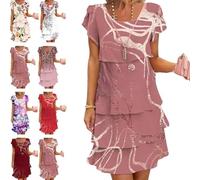 Robe cascade à imprimé floral multi-plantes pour femme en mousseline de soie imprimée 3D sans manches, robe midi décontractée, légère pour l'été, Lotus Color, L