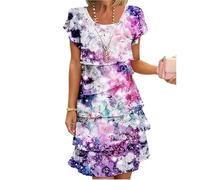Robe cascade à imprimé floral multi-plantes, robes d'été décontractées, robe florale bohème sans manches pour femme, violet, XXX-Large