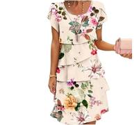 Robe Cascade à imprimé Floral Multi-Plantes, Robes en Mousseline imprimées en 3D, Robes bohèmes, Robe midi décontractée Printemps et été pour Femmes (A,TG)