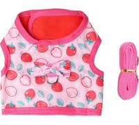 Robe ceinture lapin rose cartoon impression fraise colorer vêtements doux respirant laisse avec corde de remorquage pour hamster S