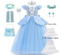 Robe Cendrillon de 2 à 10 ans, Costume de Cosplay de princesse pour filles, déguisement de fête de noël et d'anniversaire pour enfants, tenue avec gants, 2025 underskirt