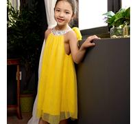 Robe Cérémonie À Col Fleuri Liberty Alizee Jaune Col Fleuri Mauve 3/4A