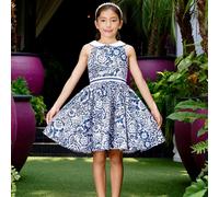 Robe cérémonie à fleurs hepburn bleu marine blanc 13/14A