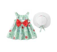 Robe CéRéMonie Enfant Chic, Robes pour Filles Ete, Robes Petite Fille ÉLéGant Robe à Bretelles avec Capuche, Jupe Bouffante ImpriméE OrnéE D’Un NœUd Mignon pour Fillette 1-5 Ans