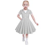 Robe Ceremonie Fille 14 Ans-Robe à Pois à Manches Courtes pour Enfants Filles dans Le Style des AnnéEs 50