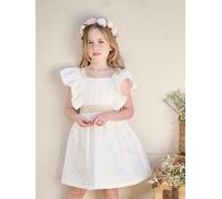 Robe cérémonie fille ceinture dorée blanc 10A