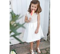 Robe cérémonie fille effet 2 en 1 haut en macramé ivoire 9A