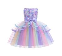 Robe Ceremonie Fille - Robe féérique pour Fille avec dégradé éclatant et Pompons Costume Princesse Durable pour fête et cérémonie