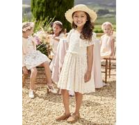 Robe cérémonie fille tulle brodé fleurs vanille 5A