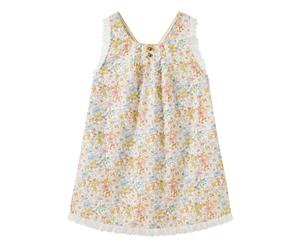 Robe Cérémonie Fleurie À Bretelles Croisées Anaïs Jaune Clair 2/3A