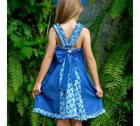 Robe cérémonie fleurie noeud amovible anais bleu foncé 13/14A