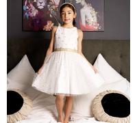Robe Cérémonie Tte Et Tulle À Paillettes Hepburn Blanc Or 14/16A