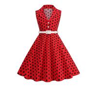 Robe Cérémonie Vintage Enfant Rockabilly Année 50/60 Retro à Pois Polka Dot Imprimé Floral de Soirée Fête Cocktail Noël Mariage sans Manches A-Ligne Midi 4-12 Ans B626