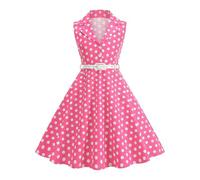 Robe Cérémonie Vintage Enfant Rockabilly Année 50/60 Retro à Pois Polka Dot Imprimé Floral de Soirée Fête Cocktail Noël Mariage sans Manches A-Ligne Midi 4-12 Ans B626