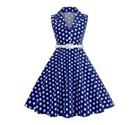 Robe Cérémonie Vintage Enfant Rockabilly Année 50/60 Retro à Pois Polka Dot Imprimé Floral de Soirée Fête Cocktail Noël Mariage sans Manches A-Ligne Midi 4-12 Ans B626