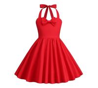 Robe Cérémonie Vintage Fille Enfant Robe Rockabilly Année 50/60 Retro à Pois Polka Dot Imprimé Floral Robe Pin Up de Soirée Fête Cocktail Noël Mariage sans Manches A-Ligne Dress Princesse 3-8 Ans
